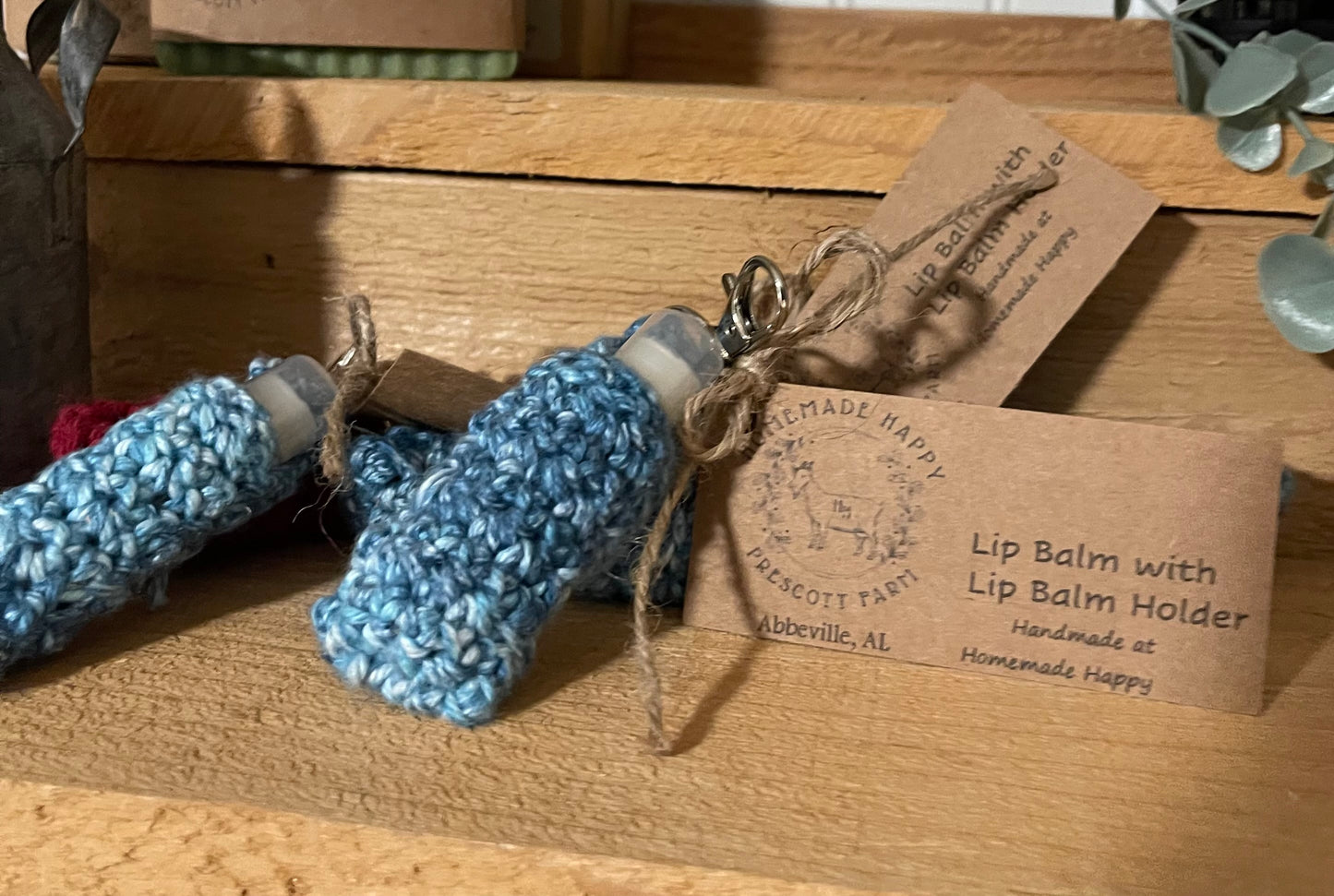 Crochet Lip Balm Holder with backpack or keychain clasp